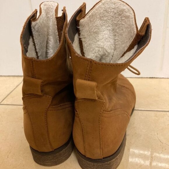 HIBOU Faux Suede Brown Ankle Boots - Picture 6 of 8